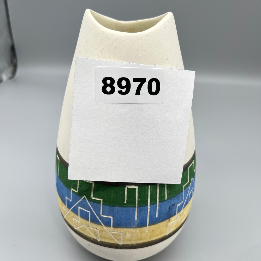 Handmade Ceramic Vase Native American Inspired Southwestern Geometric Design - Picture 9 of 10